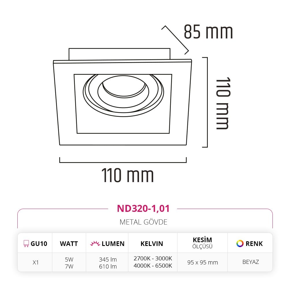 Nevo Sıva Altı Led Spot Beyaz ND320-1