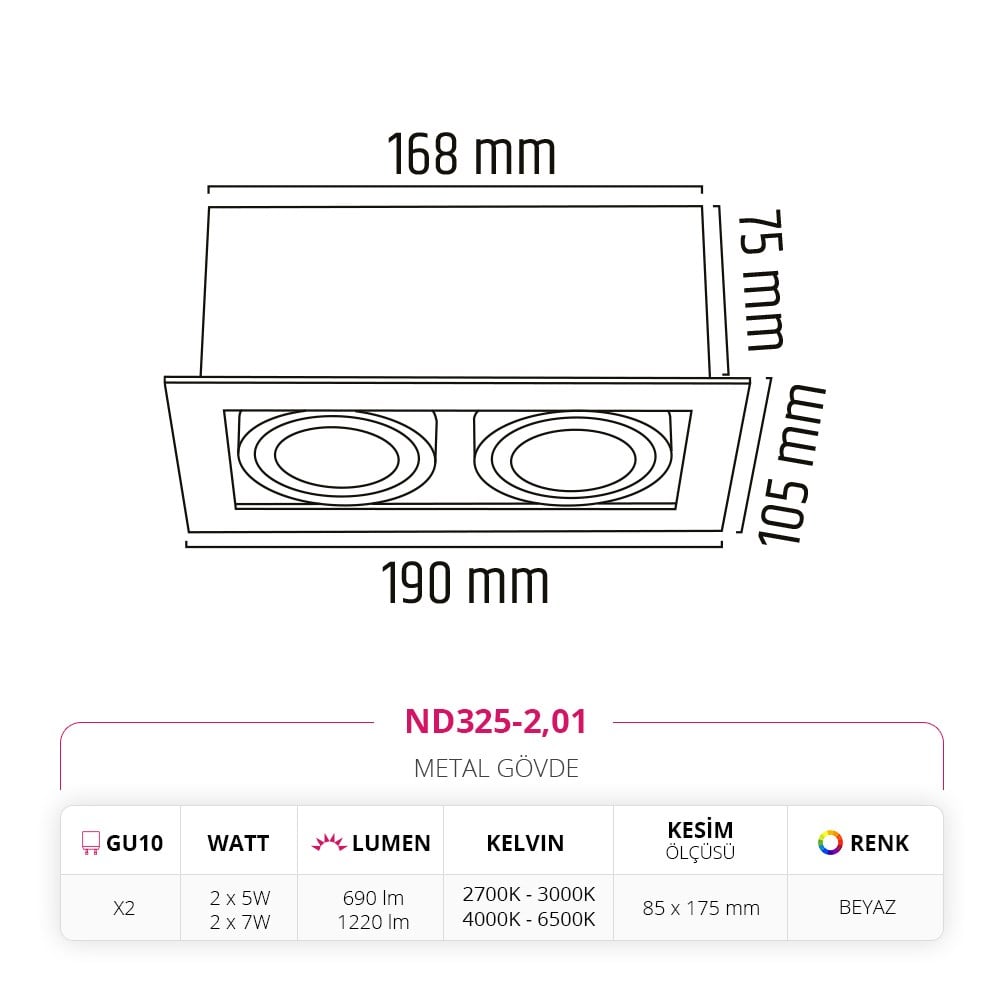 Nevo Sıva Altı Led Spot Beyaz ND325-2