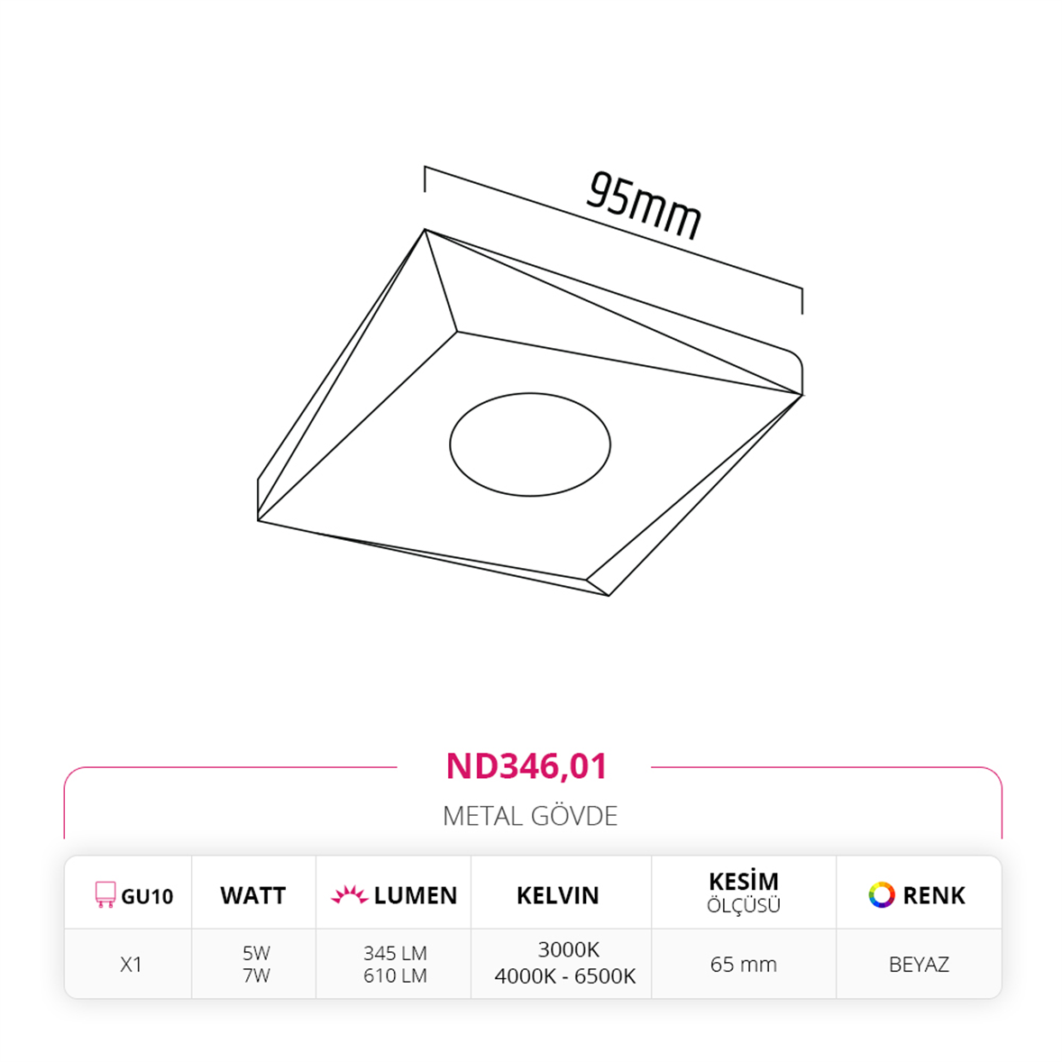 Nevo Sıva Altı Led Spot Beyaz ND346