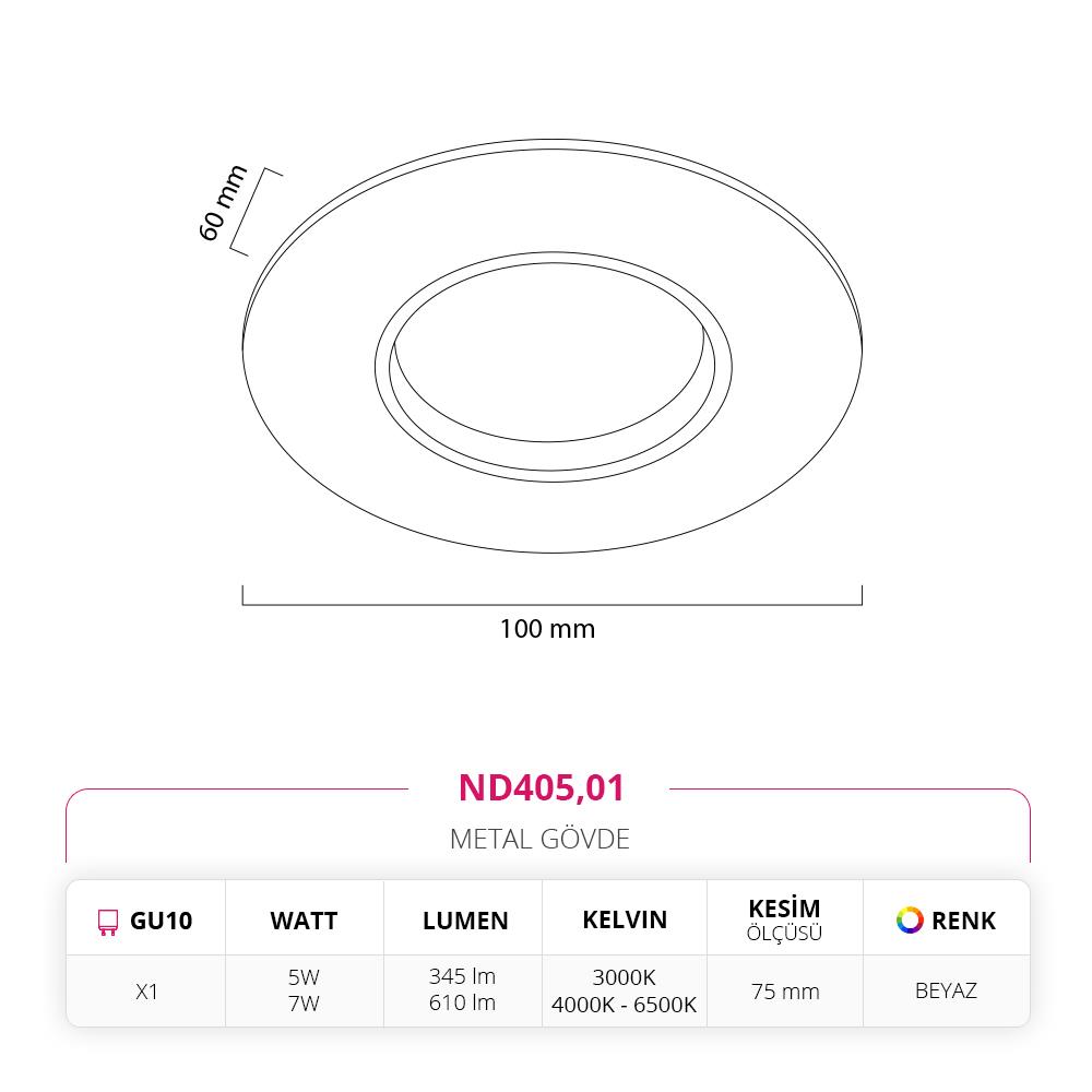 Nevo Sıva Altı LED Spot Beyaz ND405