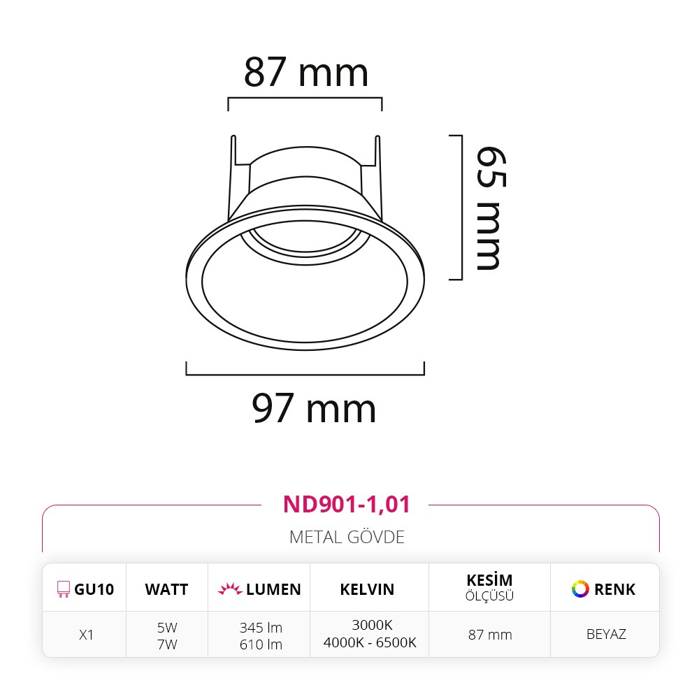 Nevo Sıva Altı Led Spot Beyaz ND901-1