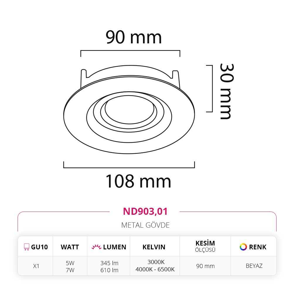 Nevo Sıva Altı Led Spot Beyaz ND903