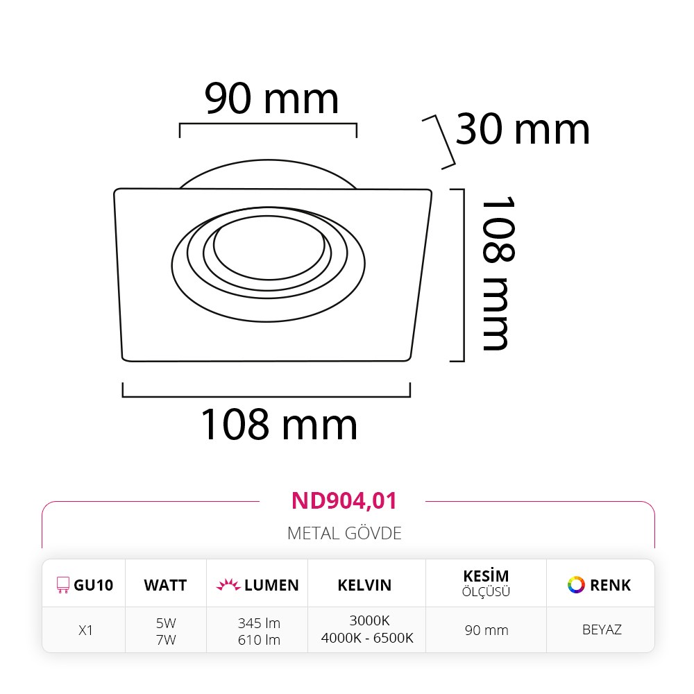 Nevo Sıva Altı Led Spot Beyaz ND904