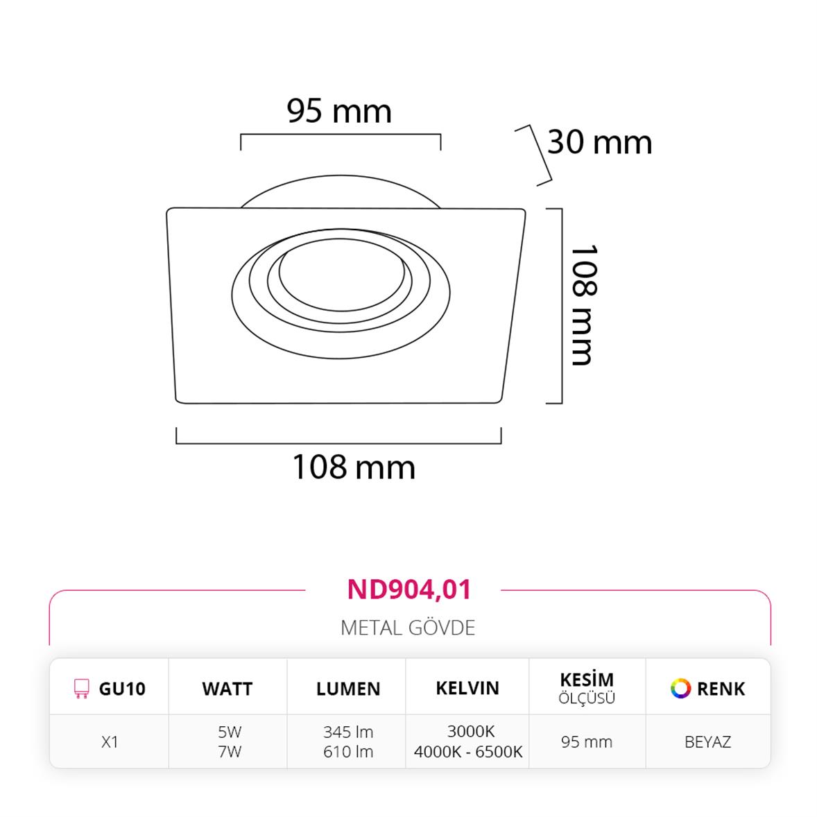 Nevo Sıva Altı Led Spot Beyaz ND904
