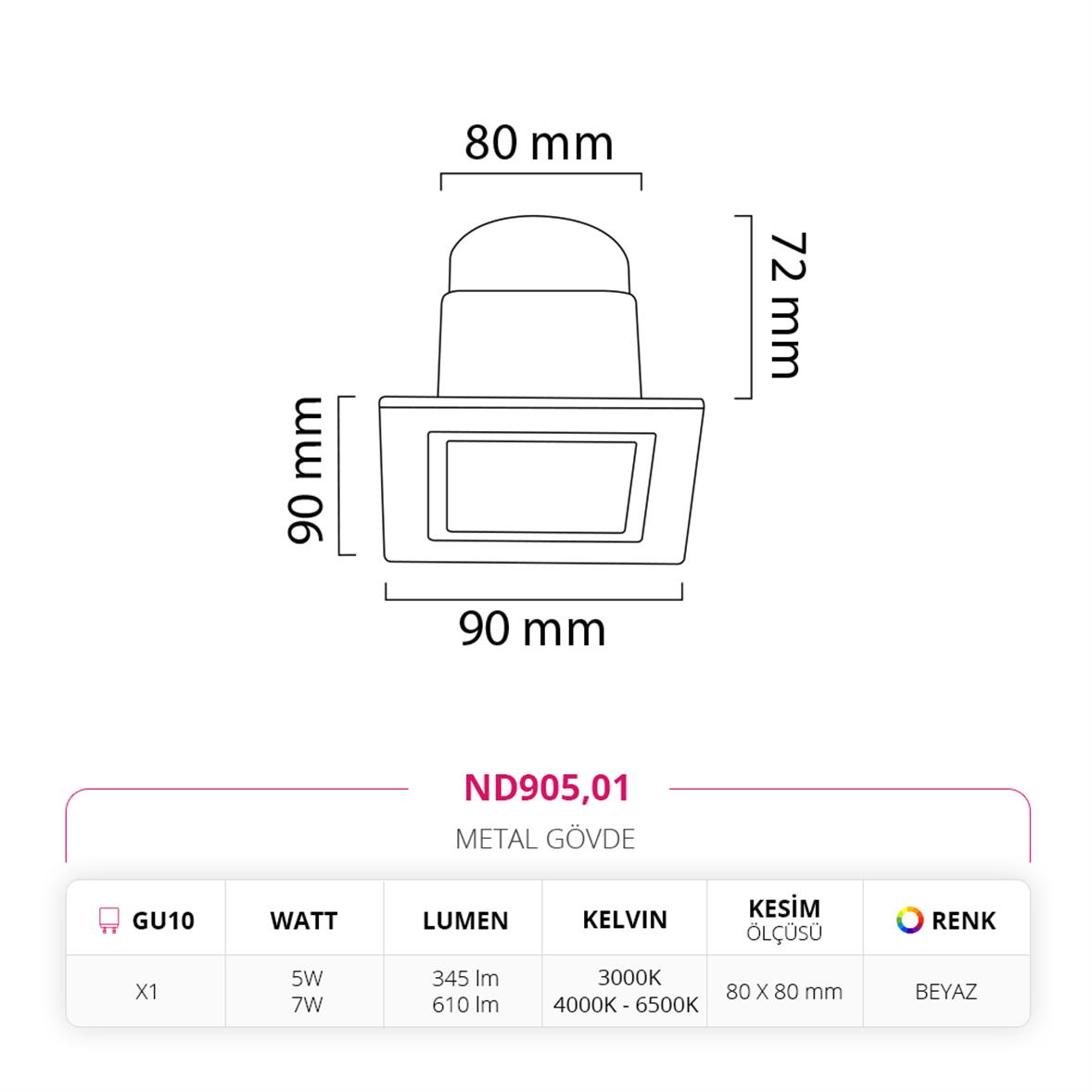 Nevo Sıva Altı Led Spot Beyaz ND905
