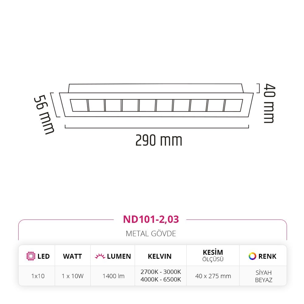 Nevo Sıva Altı Led Spot Beyaz Siyah ND101-2