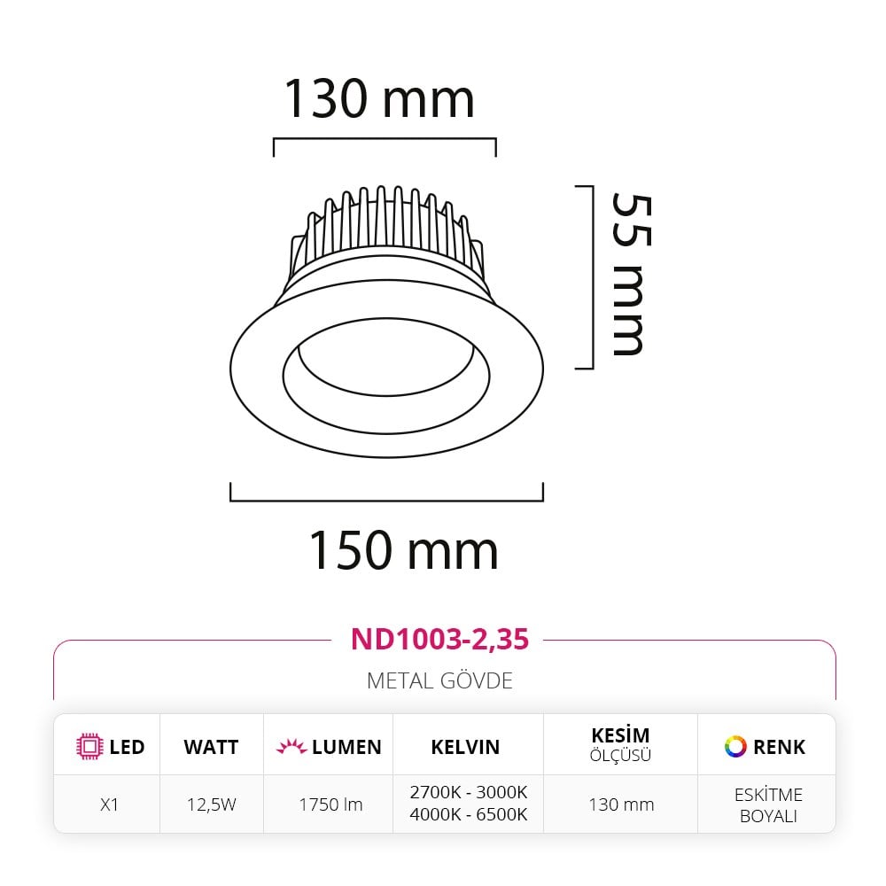 Nevo Sıva Altı Led Spot Eskitme Boyalı ND1003-2