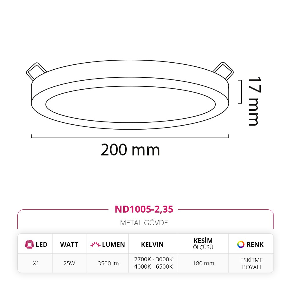 Nevo Sıva Altı Led Spot Eskitme Boyalı ND1005-2