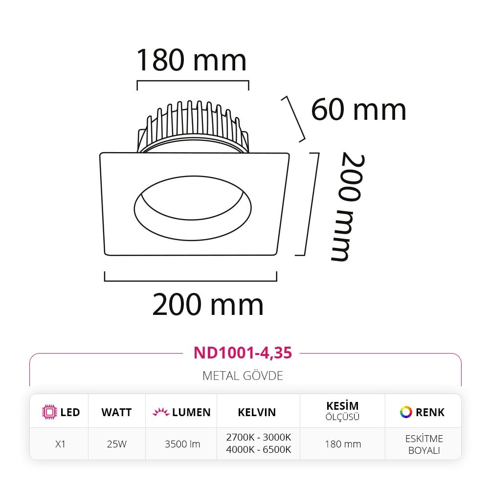 Nevo Sıva Altı Led Spot Eskitme Boyalı ND1001-4