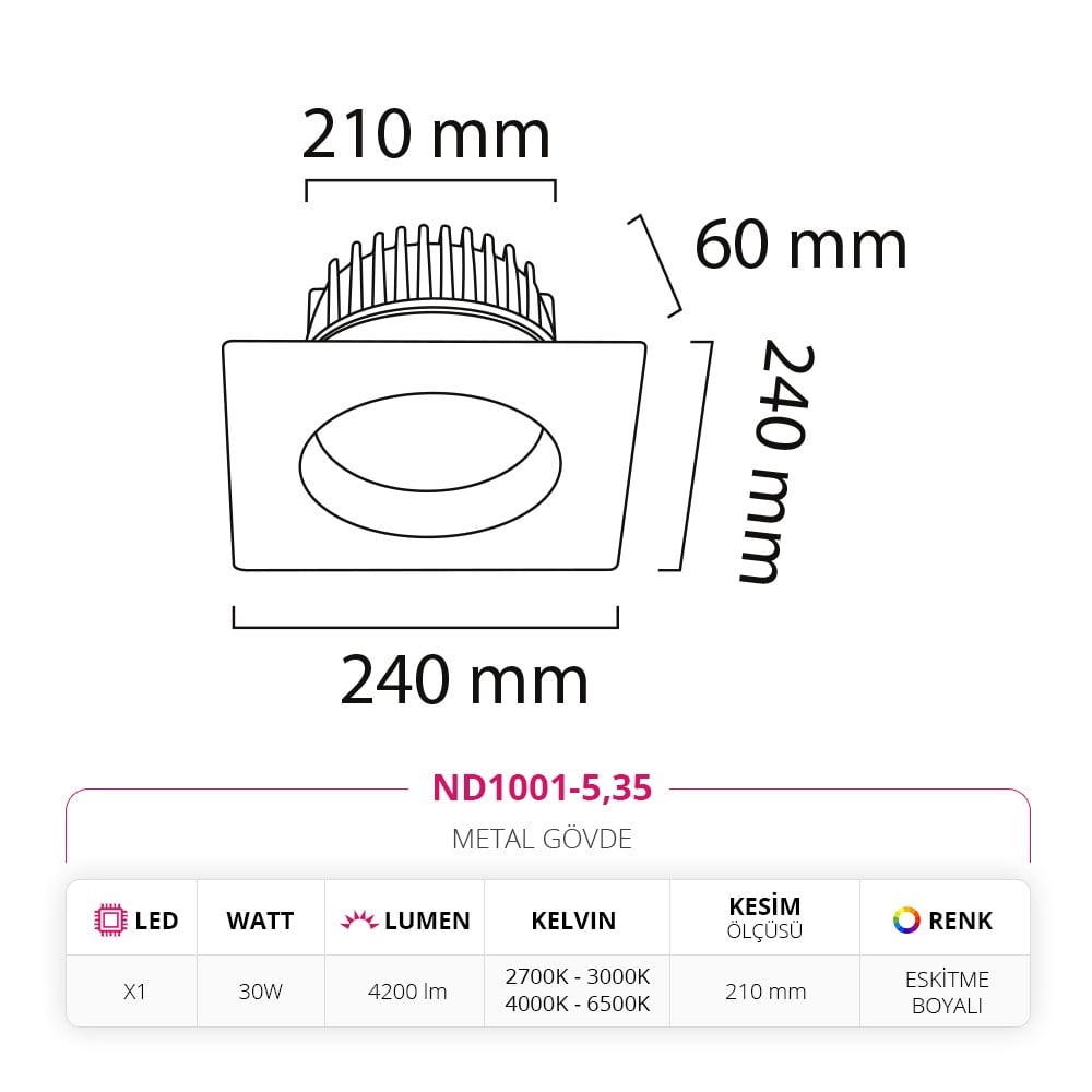 Nevo Sıva Altı Led Spot Eskitme Boyalı ND1001-5