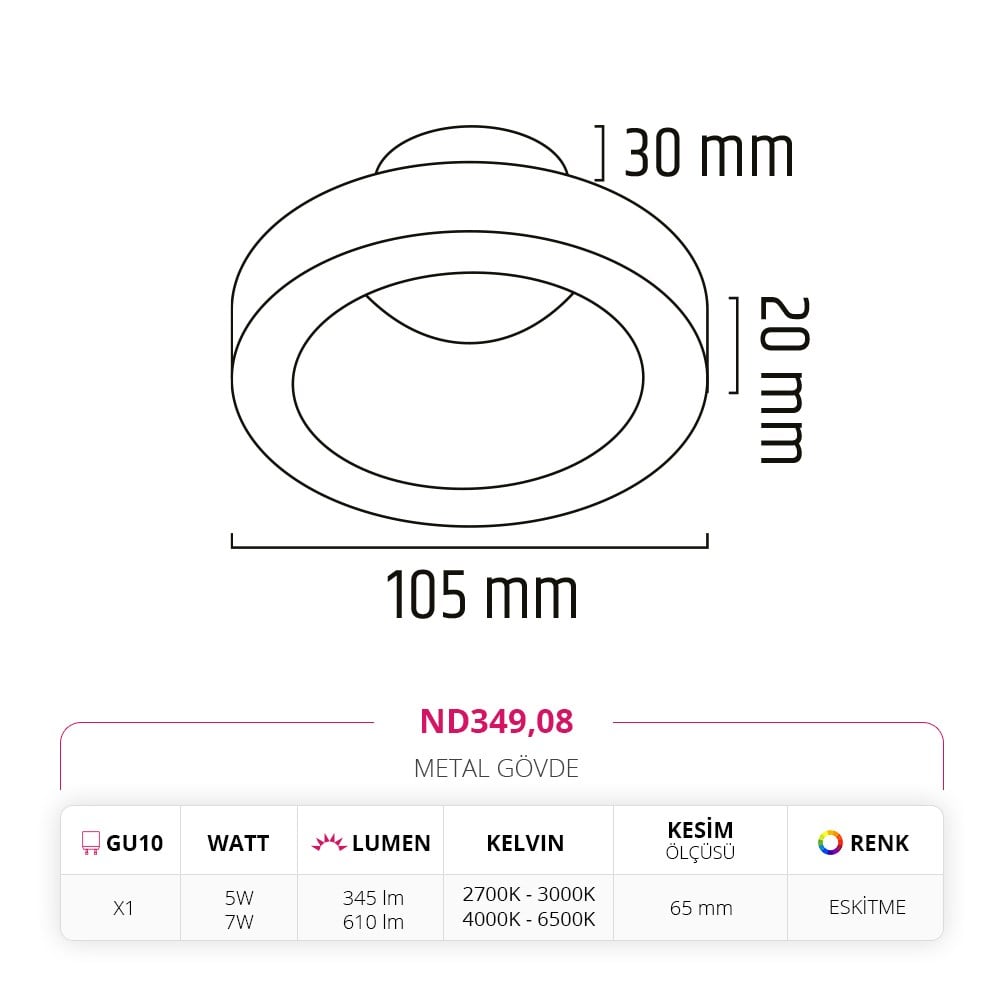 Nevo Sıva Altı Led Spot Eskitme ND349