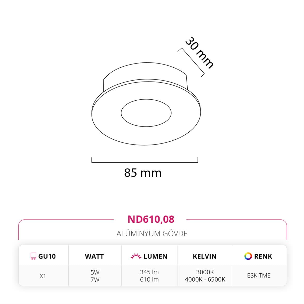 Nevo Sıva Altı Led Spot Eskitme ND610