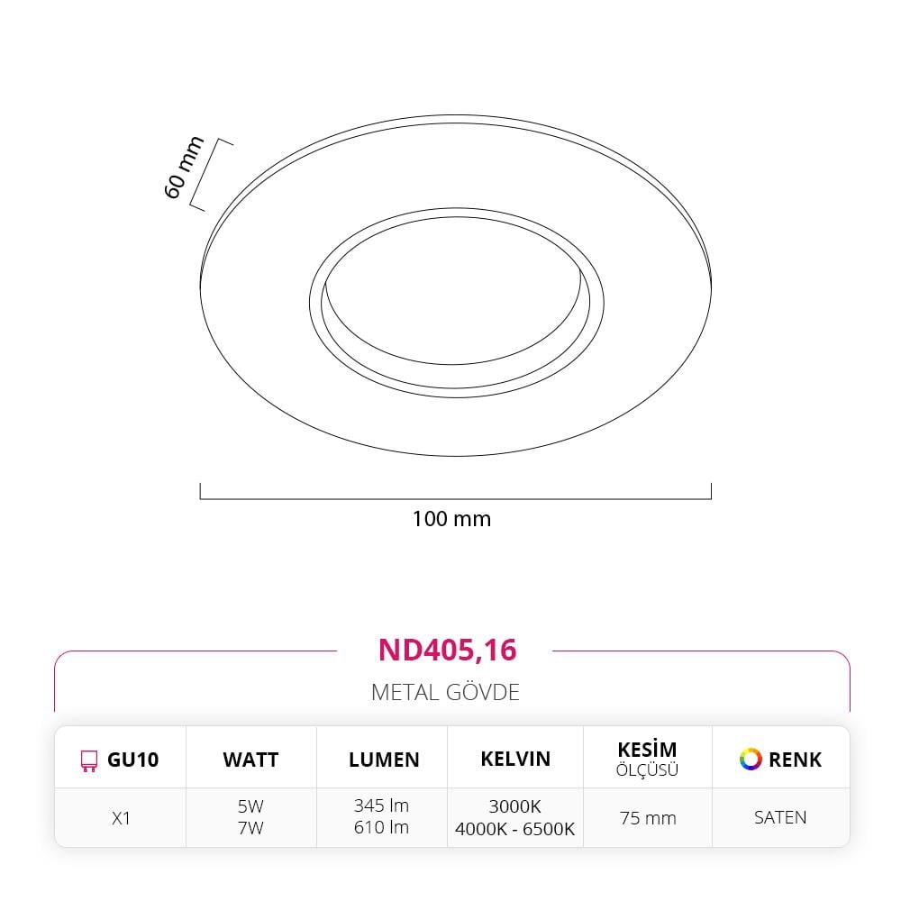Nevo Sıva Altı LED Spot Saten ND405