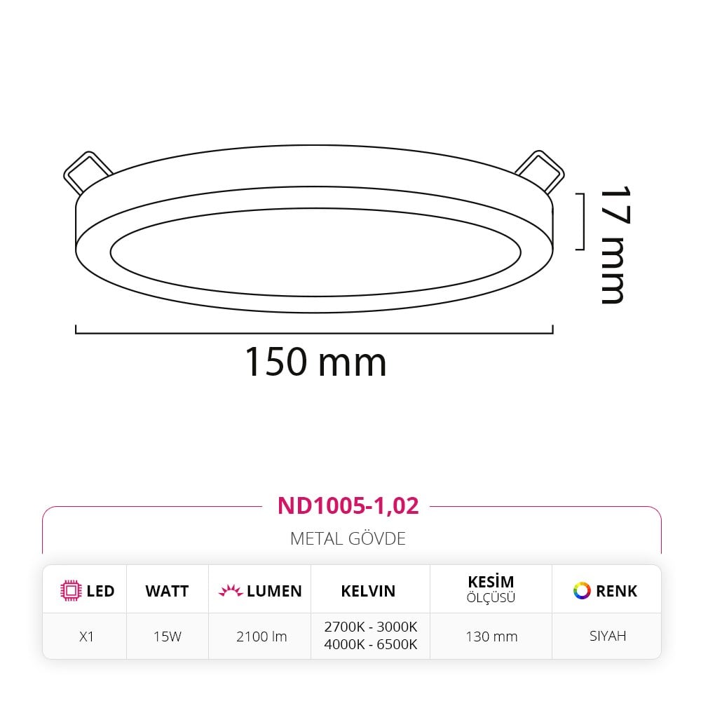 Nevo Sıva Altı Led Spot Siyah ND1005-1