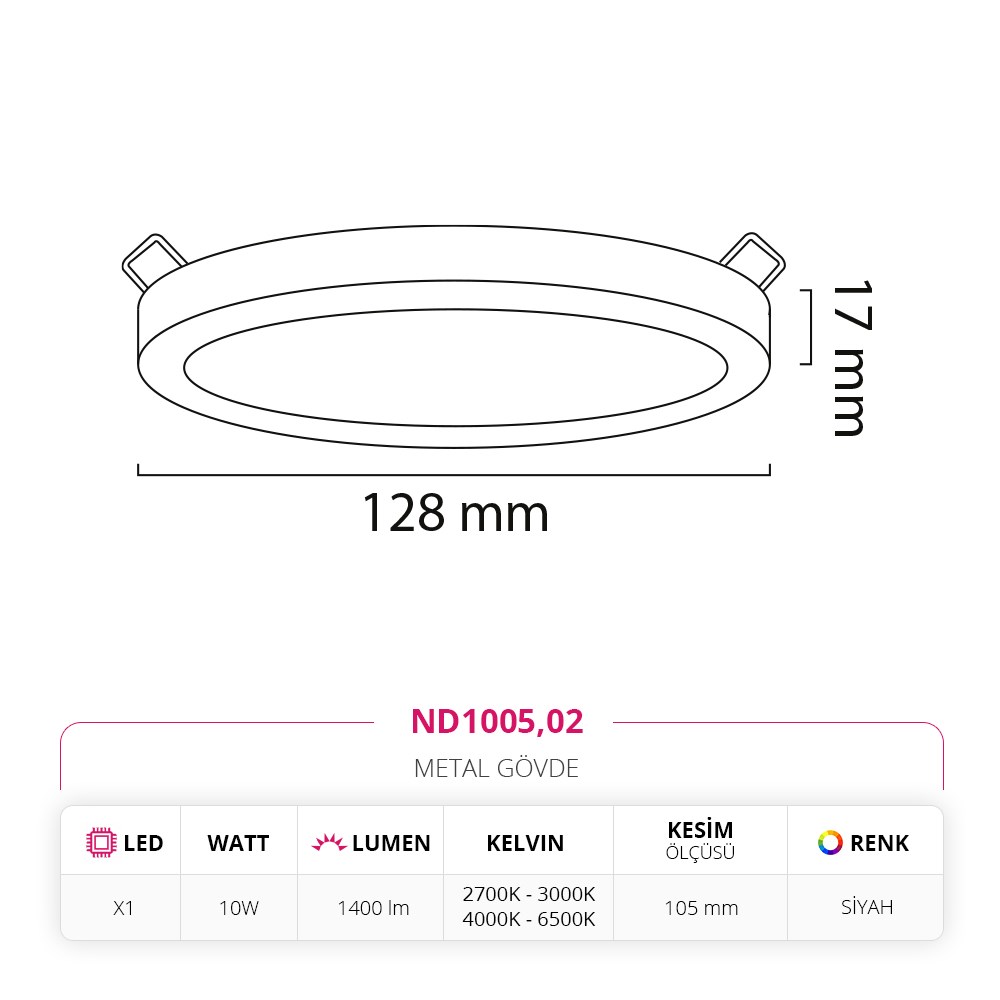Nevo Sıva Altı Led Spot Siyah ND1005