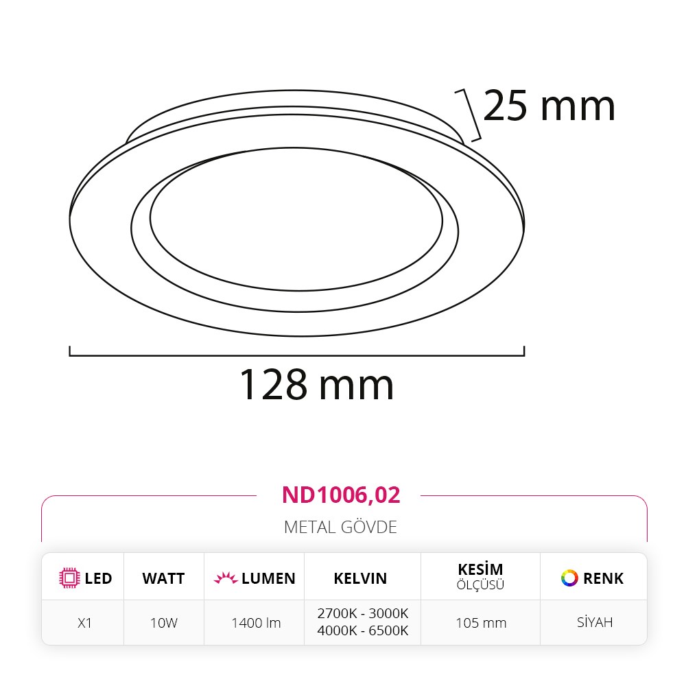 Nevo Sıva Altı Led Spot Siyah ND1006