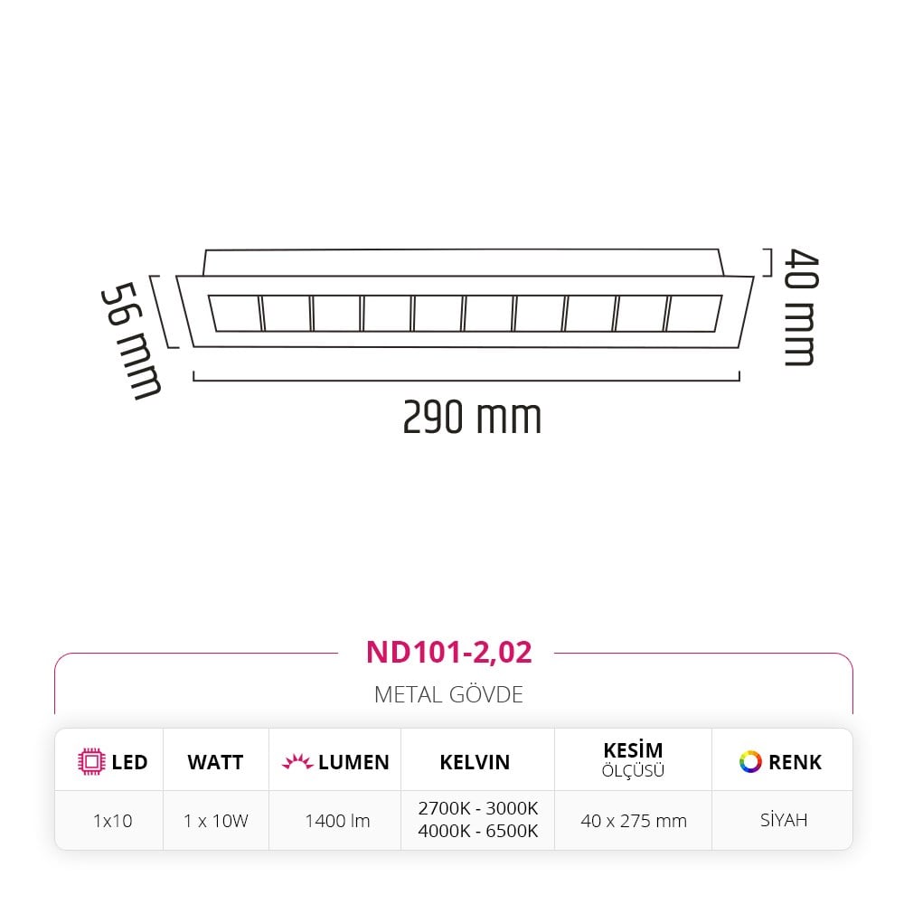 Nevo Sıva Altı Led Spot Siyah ND101-2