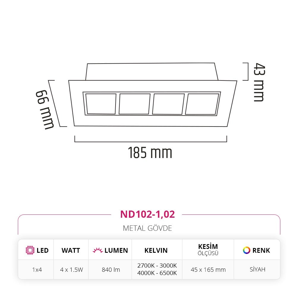 Nevo Sıva Altı Led Spot Siyah ND102-1
