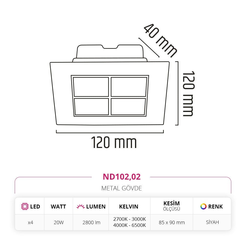 Nevo Sıva Altı Led Spot Siyah ND102