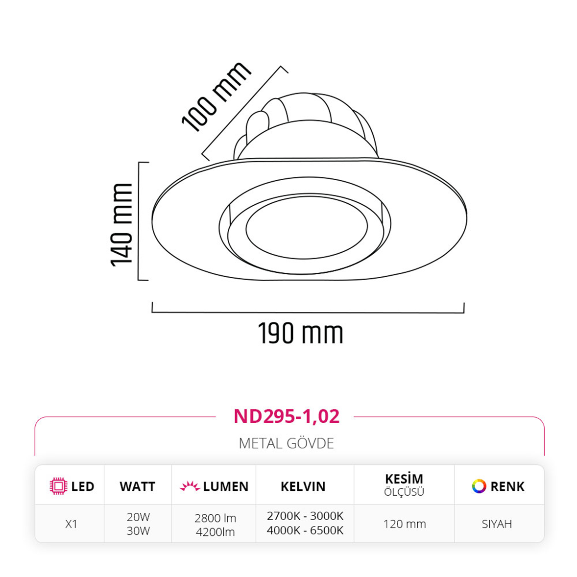 Nevo Sıva Altı Led Spot Siyah ND295-1