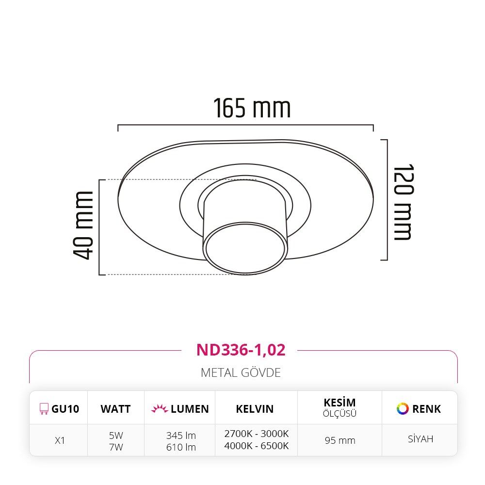 Nevo Sıva Altı Led Spot Siyah ND336-1