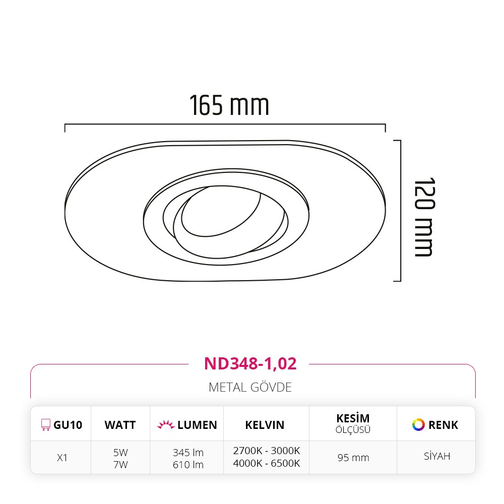 Nevo Sıva Altı Led Spot Siyah ND348-1