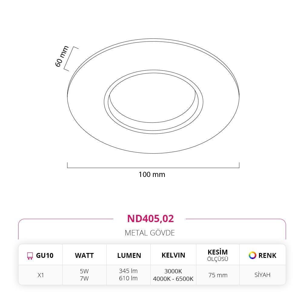 Nevo Sıva Altı LED Spot Siyah ND405