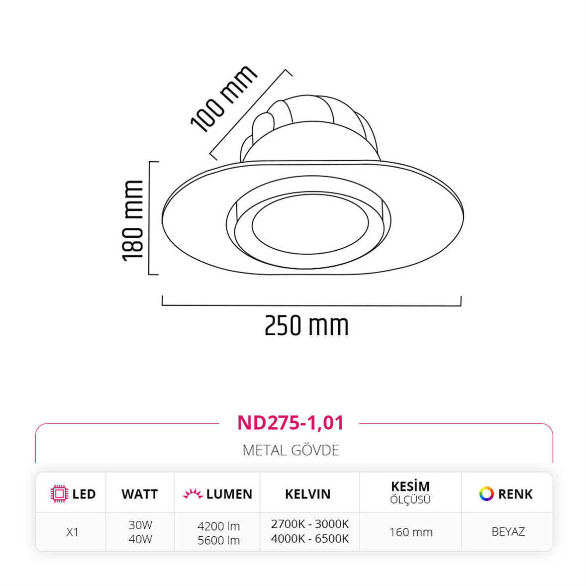 Nevo Sıva Altı Led Spot Beyaz ND275-1