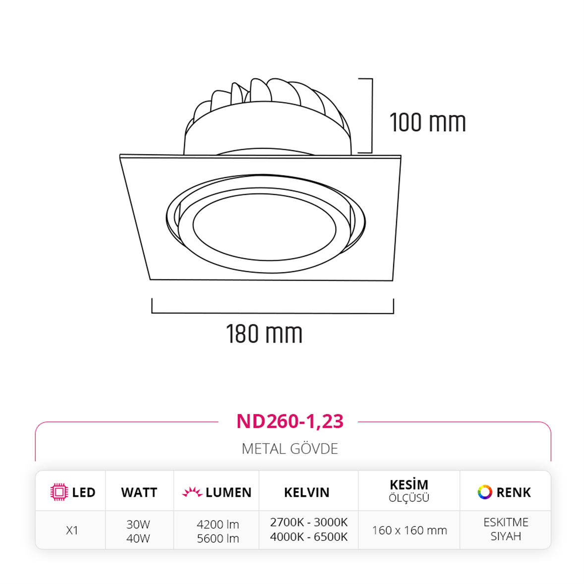Nevo Sıva Altı Led Spot Eskitme ND260-1