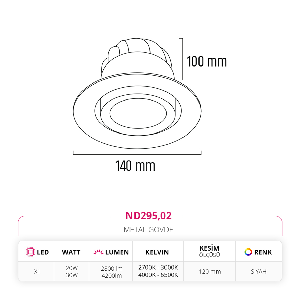 Nevo Sıva Altı Led Spot Siyah ND295