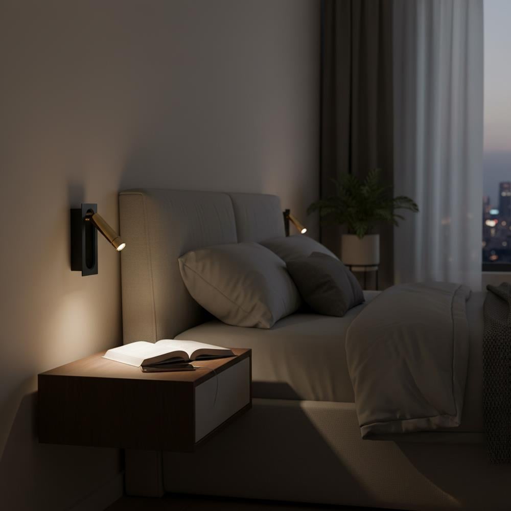 Nevo Sıva Altı Yatak Başı Aplik Siyah Gold NA229