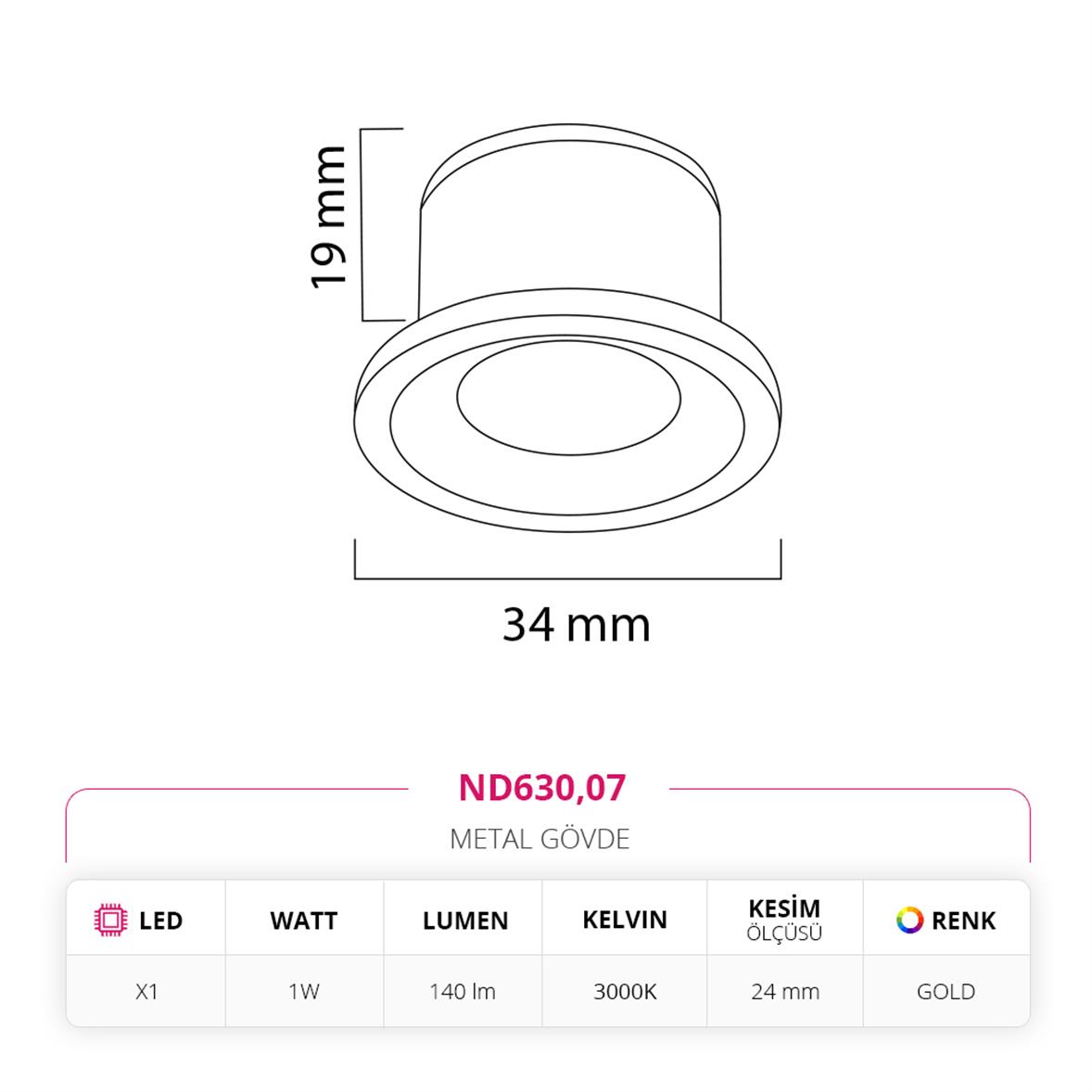 Nevo Sıva Altı Yıldız Spot Gold ND630
