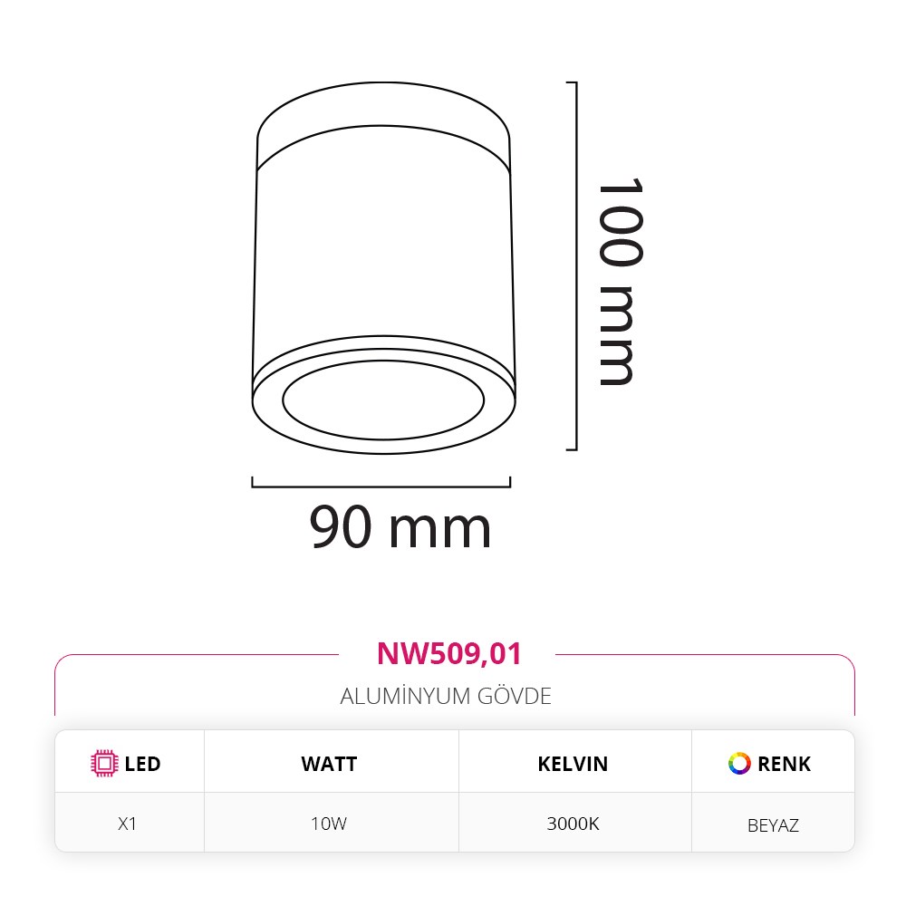 Nevo Sıva Üstü Dış Mekan Led Spot Beyaz NW509