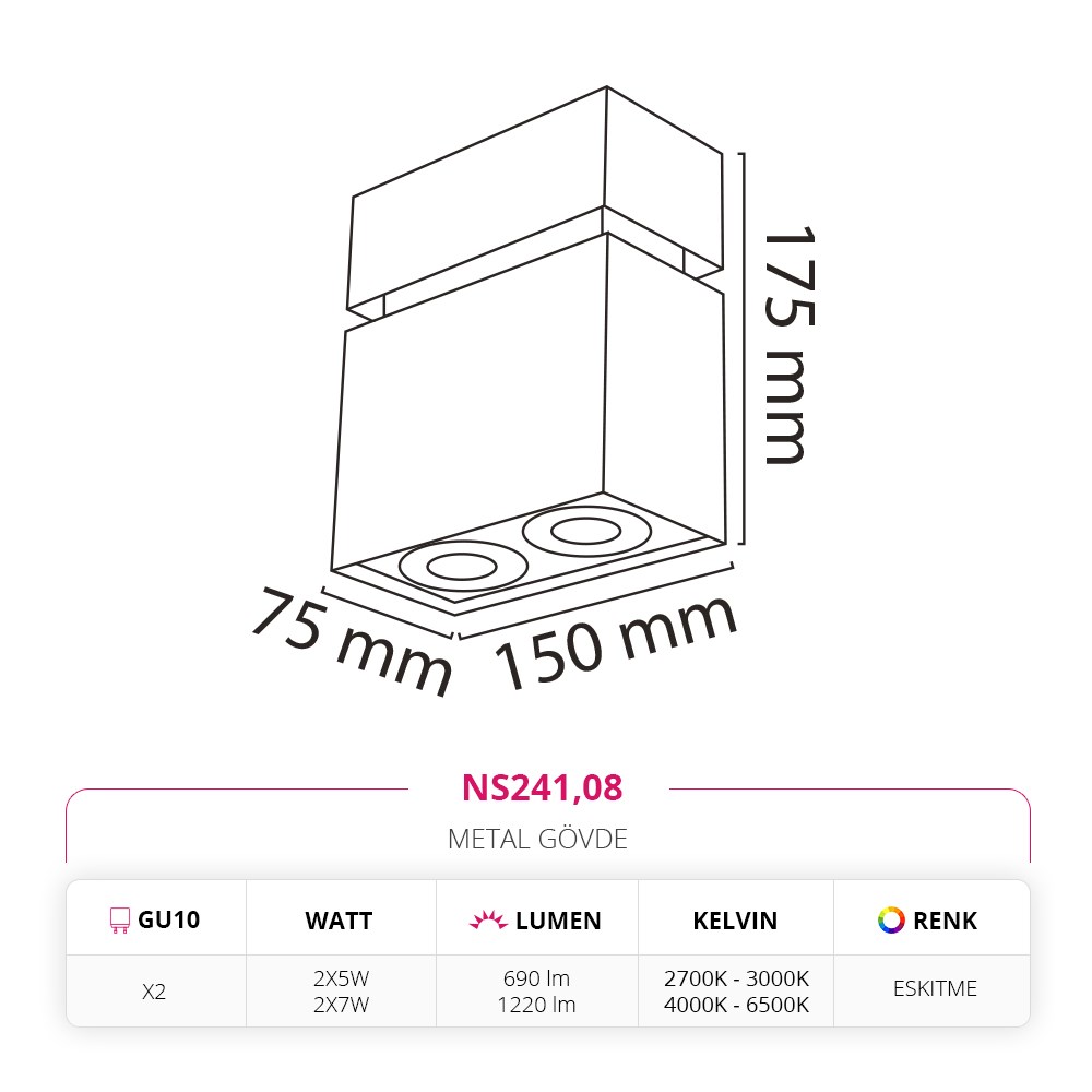 Nevo Sıva Üstü LED Spot Eskitme NS241