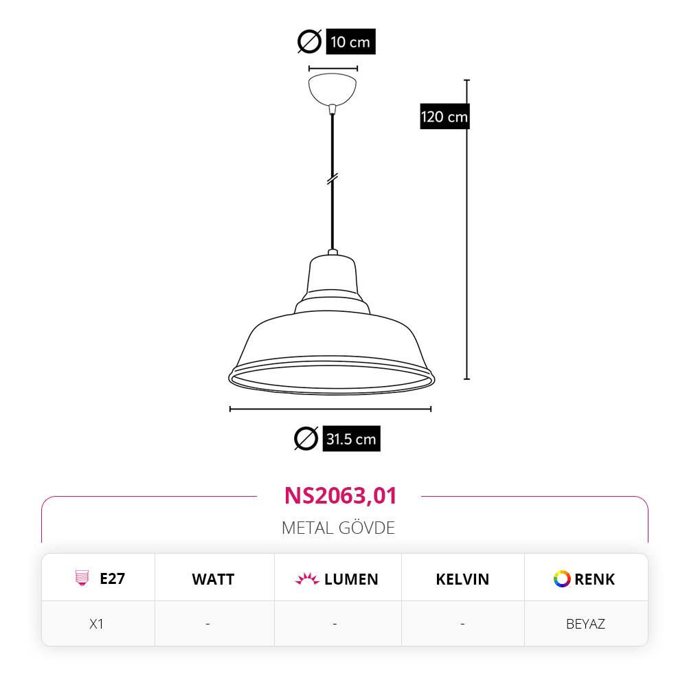 Nevo Tekli Sarkıt Beyaz NS2063