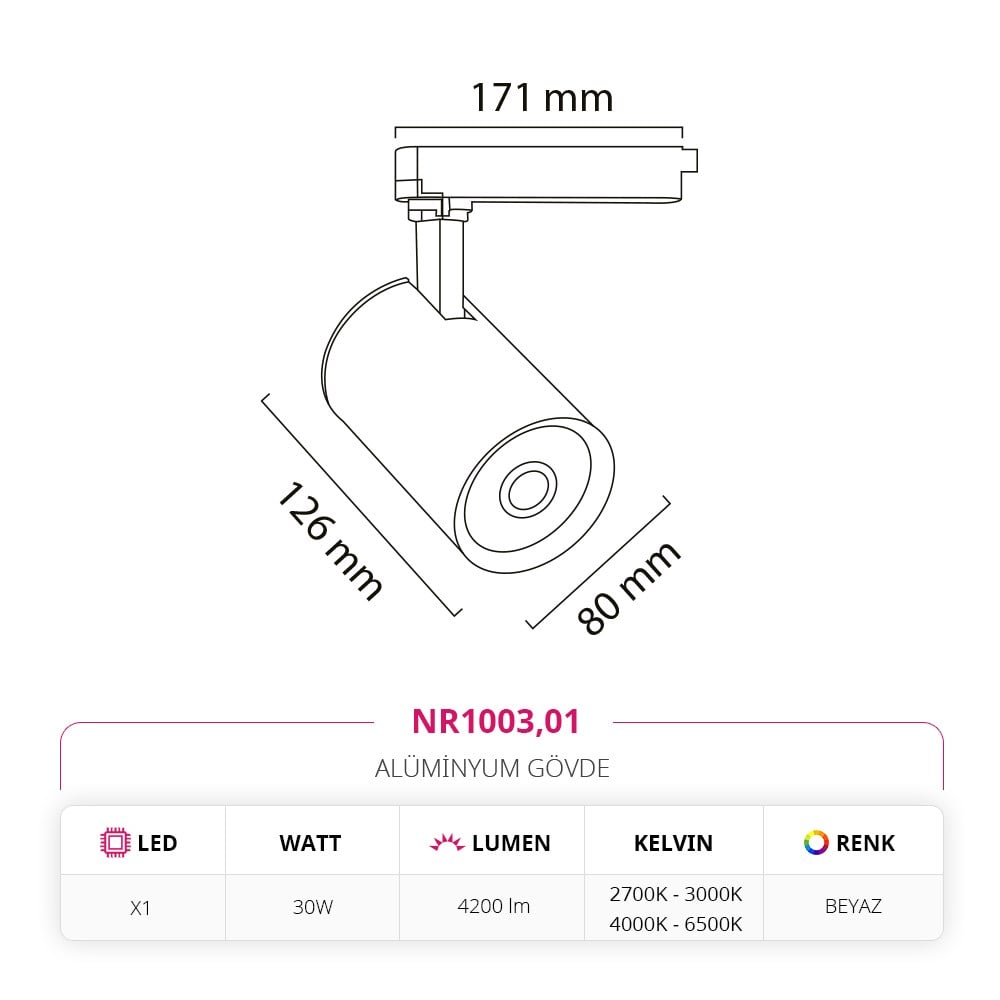 Nevo Dekoratif Ray Spot Beyaz NR1003