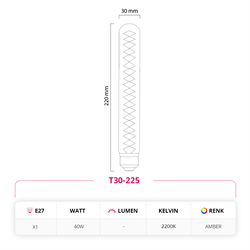 Led Lamp 40W 220V E27 Edison Rustik Halojen Ampul T30-225