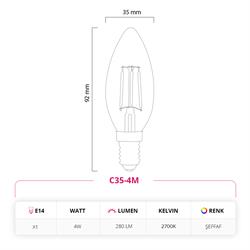 Led Lamp 4W 220V E14 C35 LED Mum Ampul 10lu Paket