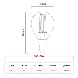 Led Lamp 4W 220V E14 Rustik Led Ampul G45-E14