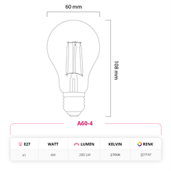 Led Lamp 4W 220V E27 Led Ampul A60-4