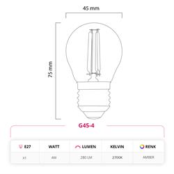 Led Lamp 4W 220V E27 Rustik Led Ampul G45-4