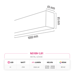 Nevo 100 cm Linear Sarkıt Beyaz NS109-1