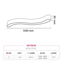 Nevo 100 Cm Sıva Üstü LED Linear Tavan Armatürü Siyah NS128