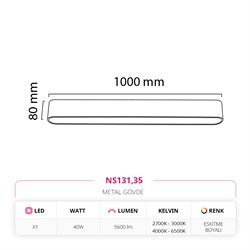 Nevo 100 Cm Sıva Üstü Ledli Linear Tavan Armatürü Eskitme Boyalı NS131