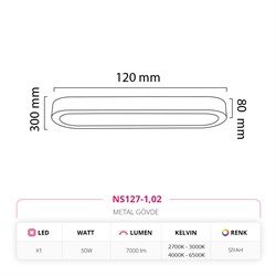 Nevo 120 Cm Sıva Üstü LED Linear Tavan Armatürü Siyah NS127-1