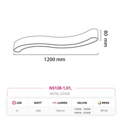 Nevo 120 Cm Sıva Üstü LED Linear Tavan Armatürü Beyaz NS128-1