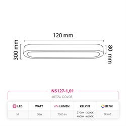 Nevo 120 Cm Sıva Üstü LED Linear Tavan Armatürü Beyaz NS127-1