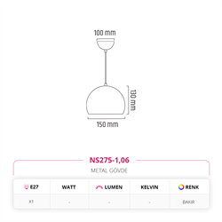 Nevo 15 cm Tekli Top Sarkıt Bakır NS275-1