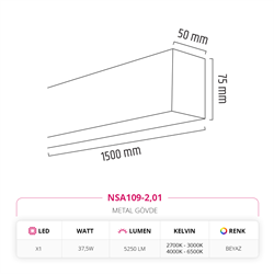 Nevo 150 cm Linear Sıva Üstü Armatür Beyaz NSA109-2