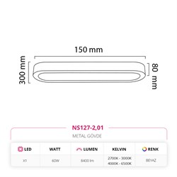 Nevo 150 Cm Sıva Üstü LED Linear Tavan Armatürü Beyaz NS127-2